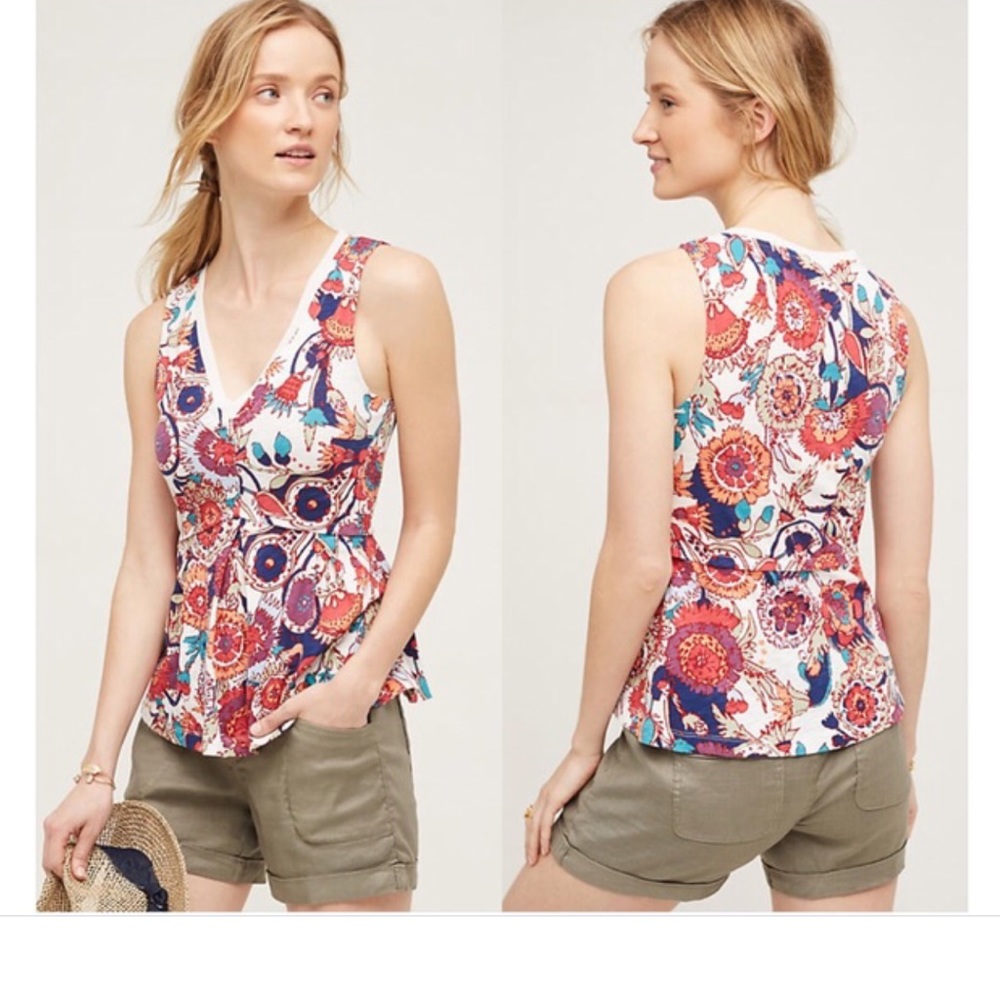 Anthro Deletta Amalia Peplum Tank Size XL